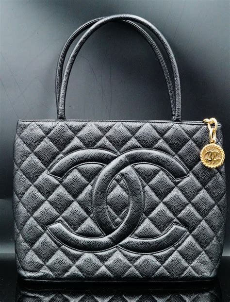 chanel black medallion tote|Chanel medallion tote size.